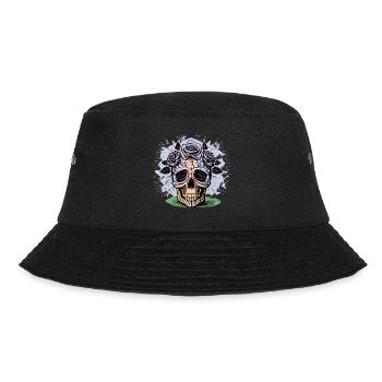 Kreativer Totenkopf mit Rosen Design - Bucket Hat - Schwarz - Vorne - Lela (165cm)