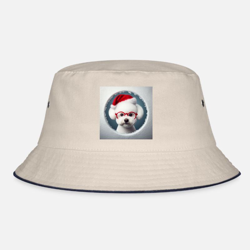 Bichon Frisé Hund als Weihnachtsmann Bucket Hat