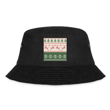 Sage Green Ugly Sweater Christmas Flying Reindeer - Bucket Hat - black - Front - Lela (165cm)