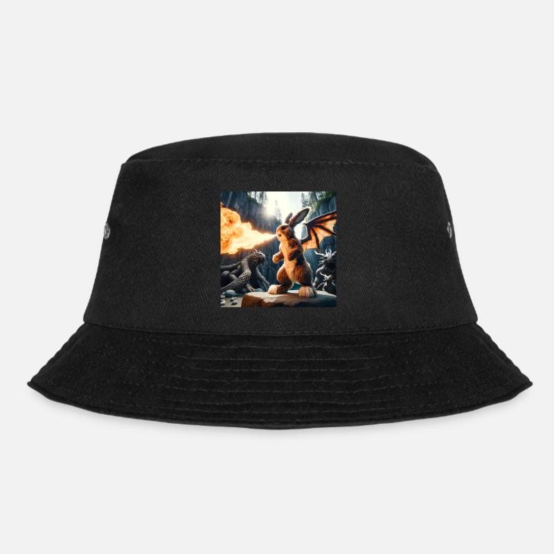 Feuerspeiender Hase Drache #10 - Bucket Hat - Schwarz