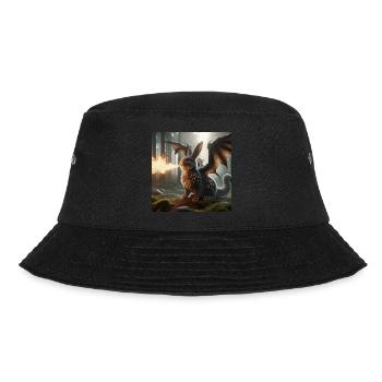 Feuerspeiender Hase Drache #06 - Bucket Hat - Schwarz - Vorne - Lela (165cm)