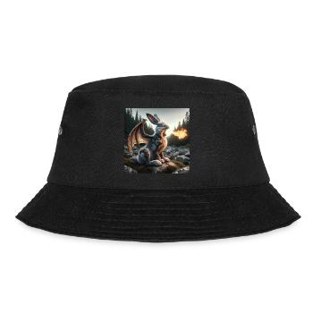 Feuerspeiender Hase Drache #25 - Bucket Hat - Schwarz - Vorne - Lela (165cm)