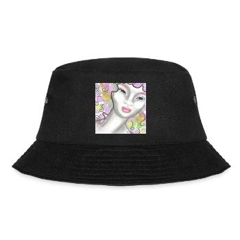 Kunstvolle Frauenportrait mit Pastellfarben - Bucket Hat - Schwarz - Vorne - Lela (165cm)