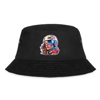Snowboarder / Winter Sports / Piste / Snow / Alps - Bucket Hat - black - Front - Lela (165cm)