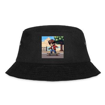 A young person skateboarding in pixel art - Bucket Hat - black - Front - Lela (165cm)