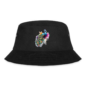 Peacock / Animal / Zoo / Plumage / Natural Beauty - Bucket Hat - black - Front - Lela (165cm)