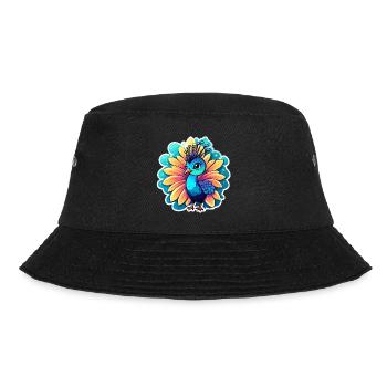Peacock Bird Drawing - Bucket Hat - black - Front - Lela (165cm)