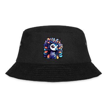 Peacock Bird Drawing - Bucket Hat - black - Front - Lela (165cm)