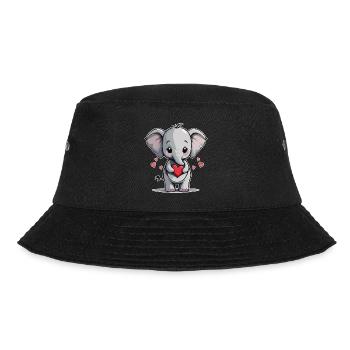 Niedliches Elefant Baby mit Herz, Valentinstag - Bucket Hat - Schwarz - Vorne - Lela (165cm)