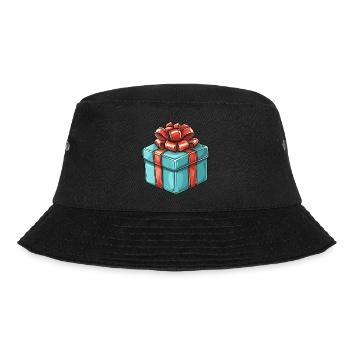 Gift in blue with red bow - Bucket Hat - black - Front - Lela (165cm)