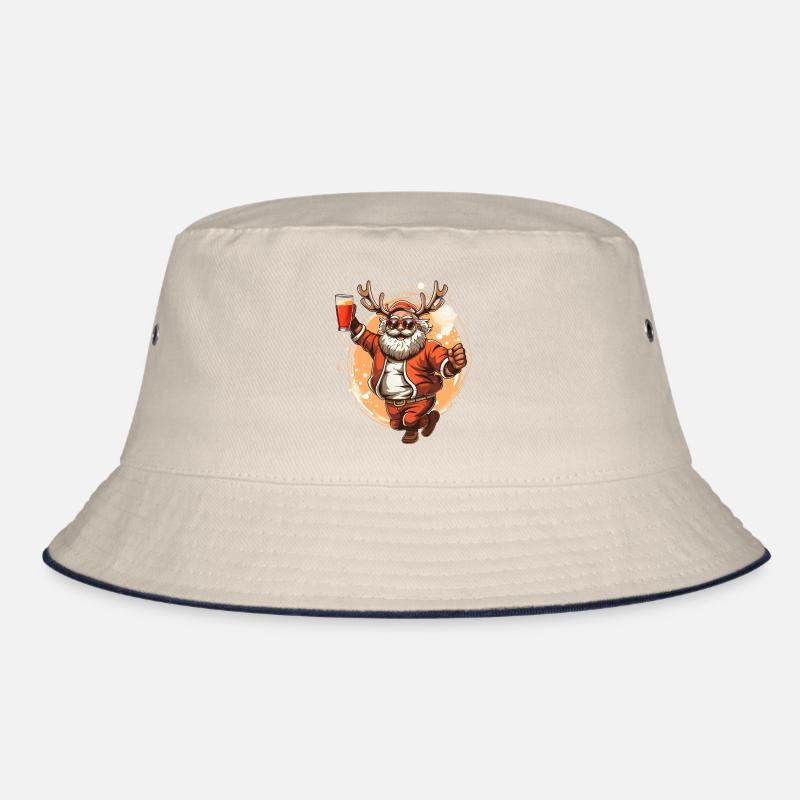 Santa mit bier am tanzen mit einem Elchgeweih Bucket Hat