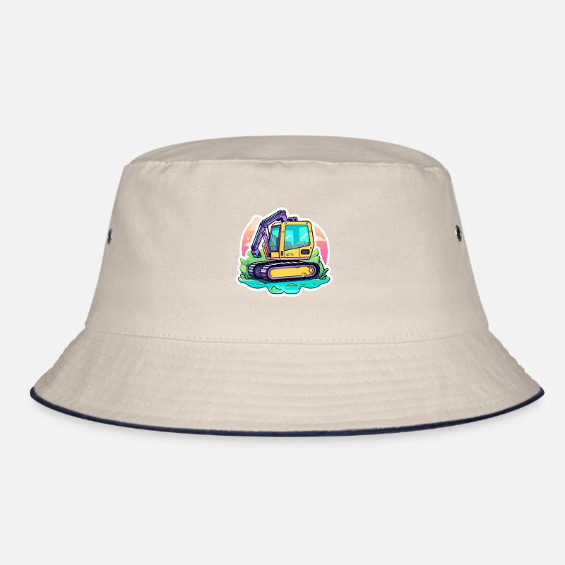 Excavator Construction Site Drawing Bucket Hat