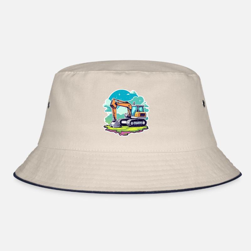 Excavator Construction Site Drawing Bucket Hat