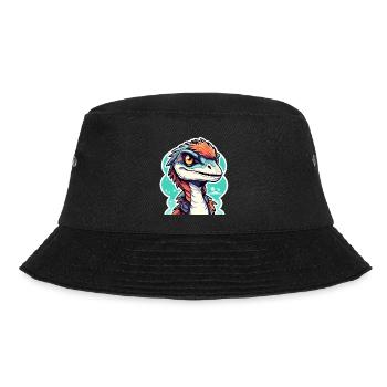 Velociraptor Dinosaur Drawing - Bucket Hat - black - Front - Lela (165cm)