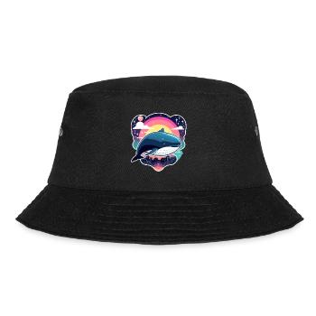 Whale Illustration - Bucket Hat - black - Front - Lela (165cm)