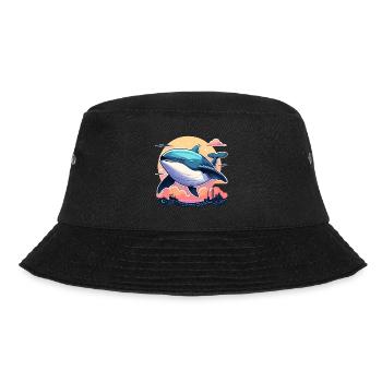 Whale Illustration - Bucket Hat - black - Front - Lela (165cm)
