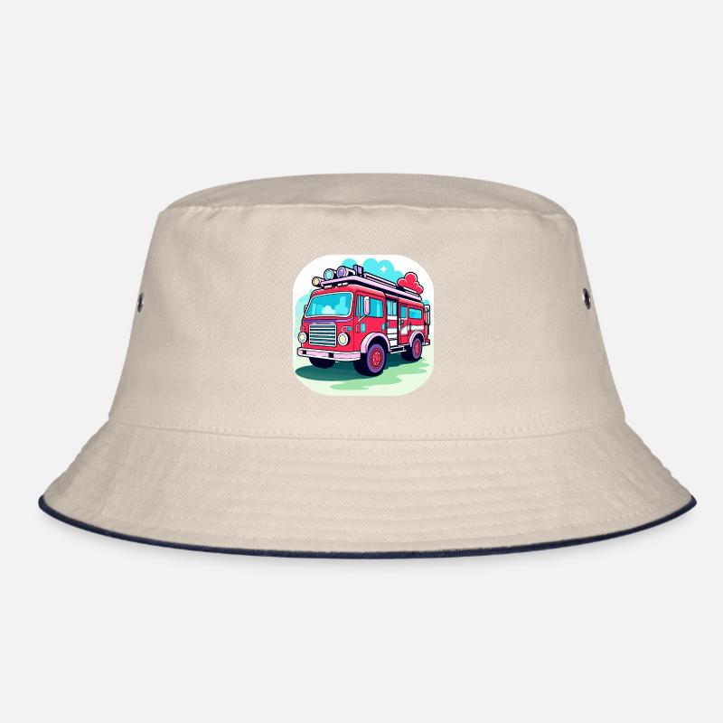 Fire truck illustration Bucket Hat