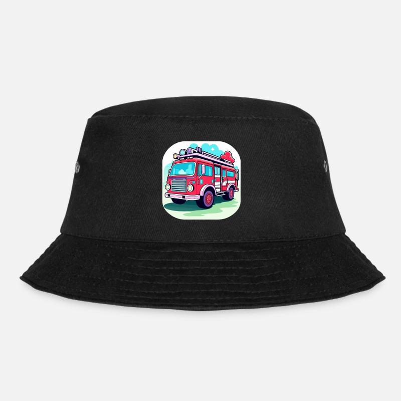 Fire truck illustration - Bucket Hat - black