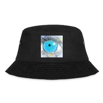 Faszinierende blaue Augenillustration - Bucket Hat - Schwarz - Vorne - Lela (165cm)