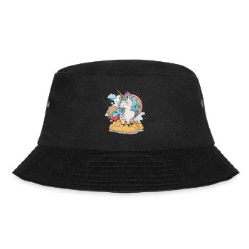 Das Regenbogen-Einhorn - Bucket Hat - Schwarz - Vorne - Lela (165cm)