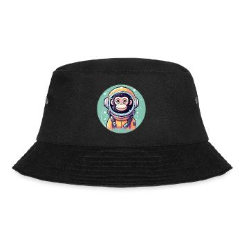 Affe Astronaut Illustration - Bucket Hat - Schwarz - Vorne - Lela (165cm)