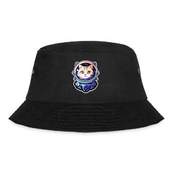 Katze Astronaut Illustration - Bucket Hat - Schwarz - Vorne - Lela (165cm)