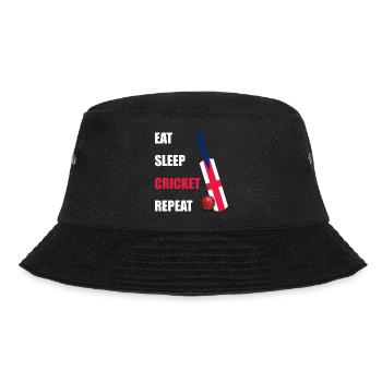 Eat Sleep Cricket Repeat England Flag Cricket Bat - Bucket Hat - black - Front - Lela (165cm)