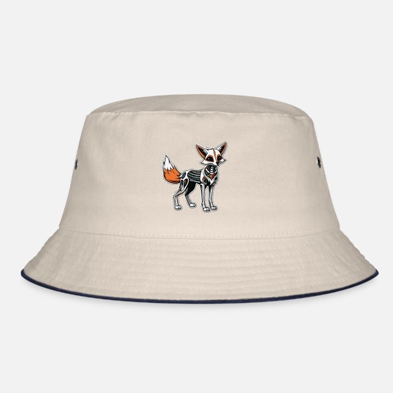 Fox Skeleton Illustration Bucket Hat