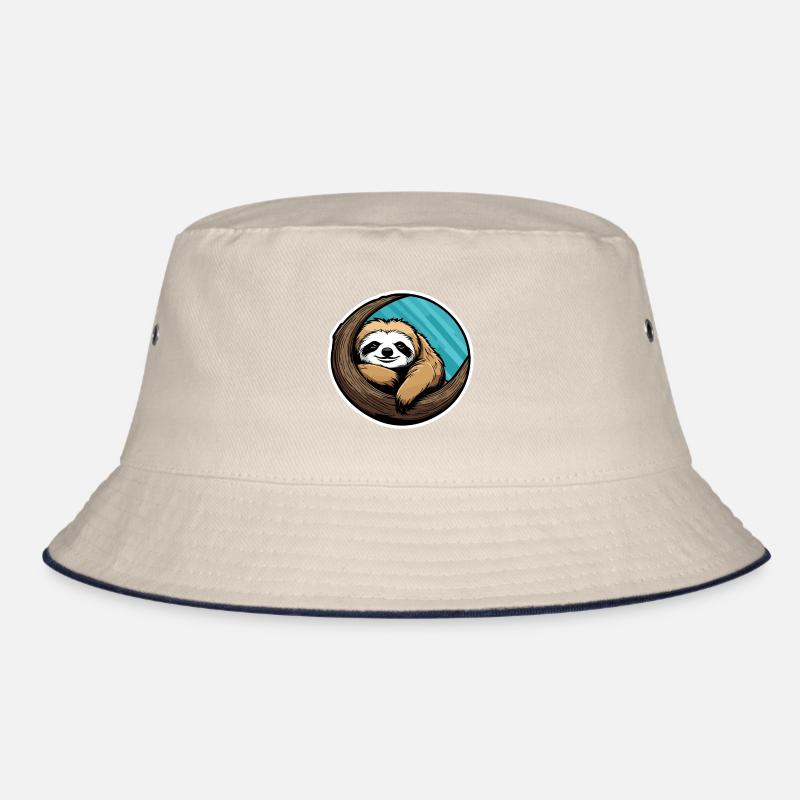 Sleeping Sloth Illustration Bucket Hat