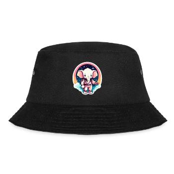 Elefant Astronaut Illustration - Bucket Hat - Schwarz - Vorne - Lela (165cm)