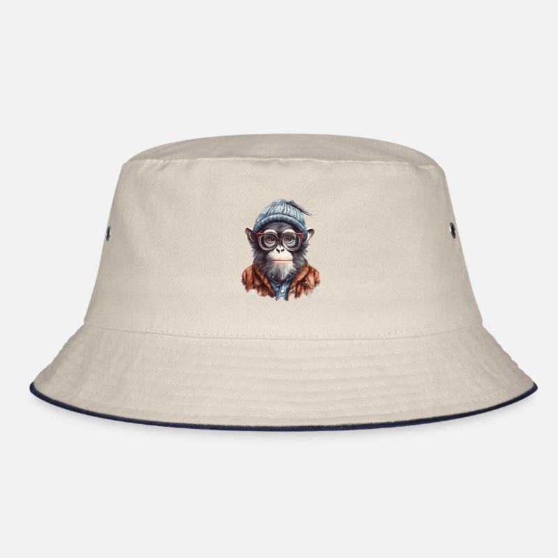Cooler Affe mit Mütze und Brille Bucket Hat