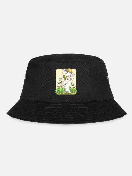 Lapin mignon portant une fleur - Bob - noir