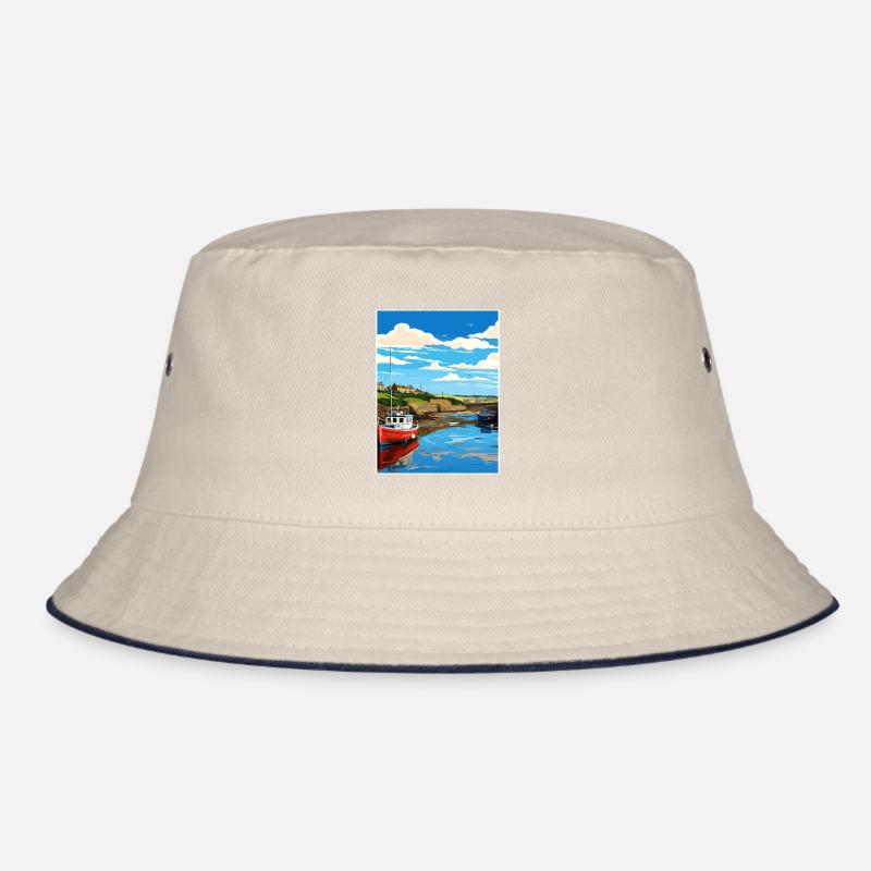 Bude Cornwall Vintage Reiseposter WPA Souvenir Bucket Hat