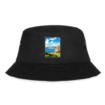 Plymouth England Vintage Reiseposter Souvenir - Bucket Hat - Schwarz - Vorne - Lela (165cm)