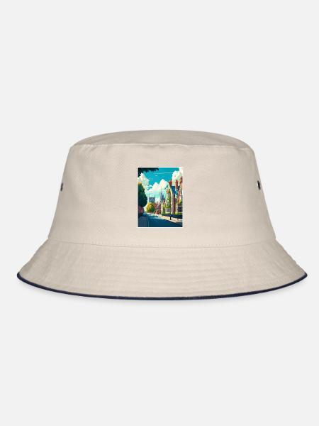 Cambridge England Vintage Reiseposter Souvenir - Bucket Hat - Natur/Navy - Vorne