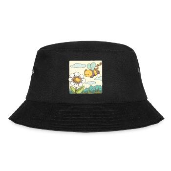Eine Katzenbiene fliegt zur Blume - Bucket Hat - Schwarz - Vorne - Lela (165cm)