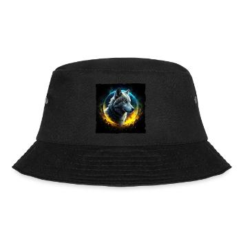 Wolf vor leuchtendem Mond - Bucket Hat - Schwarz - Vorne - Lela (165cm)
