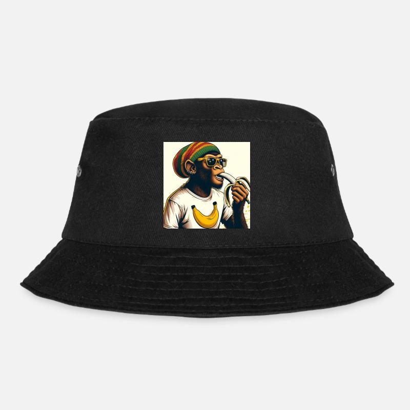 Cooler Affe isst Banane - Bucket Hat - Schwarz