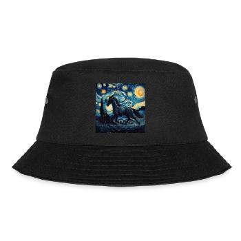 pferd, tier, van gogh, sternenacht - Bucket Hat - Schwarz - Vorne - Lela (165cm)
