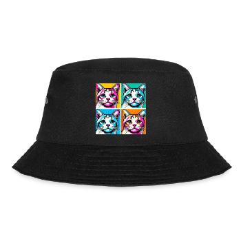 Cat Pop Art - Bucket Hat - black - Front - Lela (165cm)