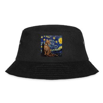 Ozelot, luchs, van gogh, sternennacht - Bucket Hat - Schwarz - Vorne - Lela (165cm)