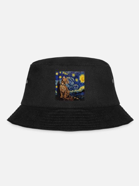 Ozelot, luchs, van gogh, sternennacht - Bucket Hat - Schwarz