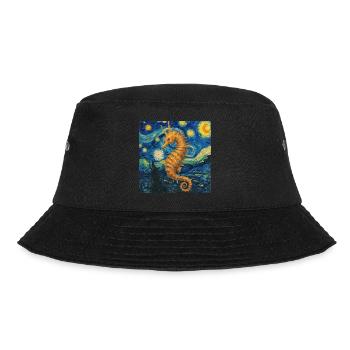 seepferd, seepferdchen van gogh, sternennacht - Bucket Hat - Schwarz - Vorne - Lela (165cm)
