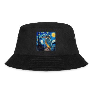 Kingfisher, Bird, Animal, Van Gogh, Starry Night - Bucket Hat - black - Front - Lela (165cm)