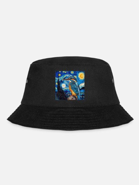 eisvogel, vogel, tier, van gogh, sternenacht - Bucket Hat - Schwarz