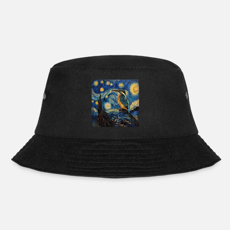 Eisvogel Van Gogh Style Starry Night Sternennacht - Bucket Hat - Schwarz