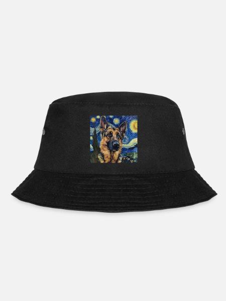 deutscher schäferhund van gogh, sternenacht - Bucket Hat - Schwarz