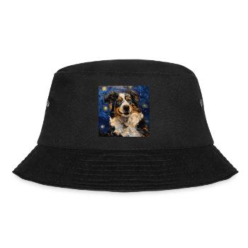 Australian Shepherd, dog, van gogh, starry night - Bucket Hat - black - Front - Lela (165cm)