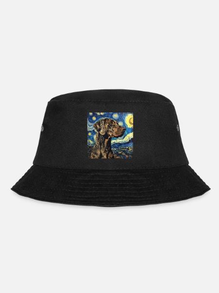 Braque allemand à poil court, chien, Van Gogh, Nuit étoilée - Bob - noir