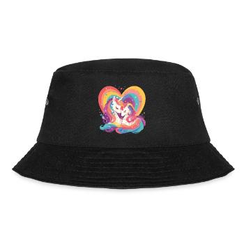 Unicorn Heart Love Cuddle Hug Cute Cute - Bucket Hat - black - Front - Lela (165cm)
